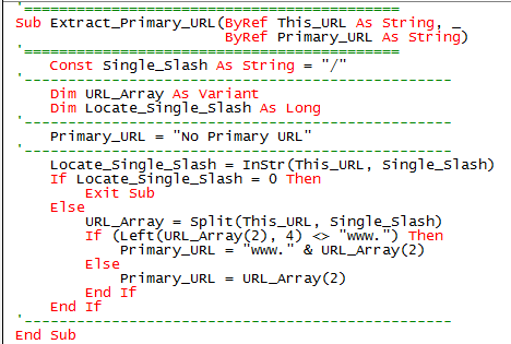 sub to extract primary urls